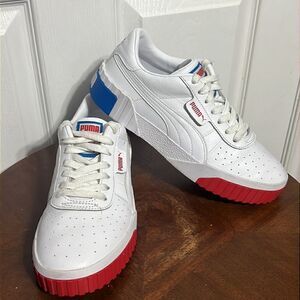 🔥🔥 PUMA Cali RWB 'White Red Indigo' Women’s Sz 8.5  - 370248-01 - PERFECT